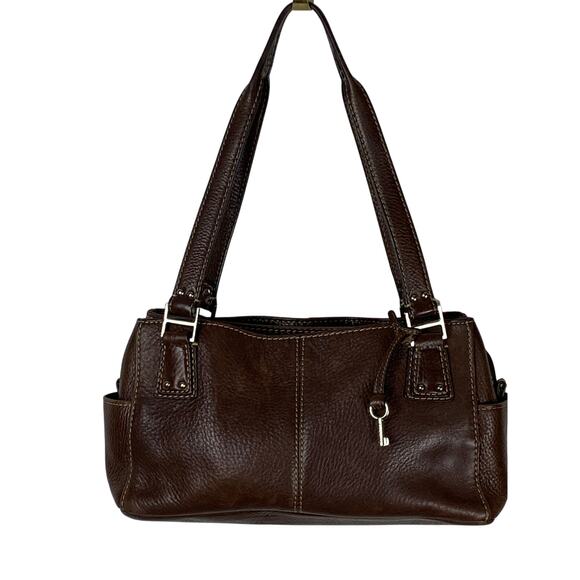 Fossil Brown Pebbled Leather Double Handle Shoulder Bag and Wallet Set - Picture 2 of 14